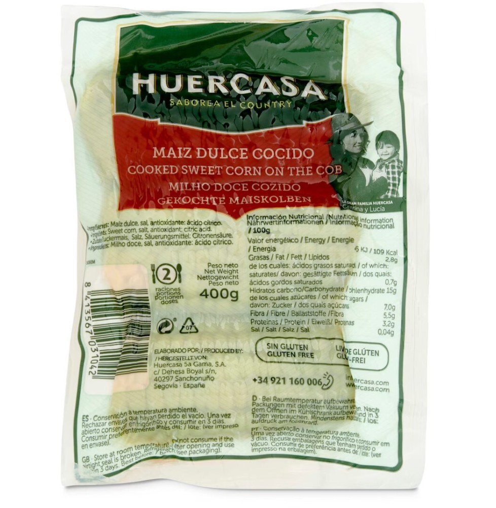 Maiz dulce Cocido 2 unidades HUERCASA