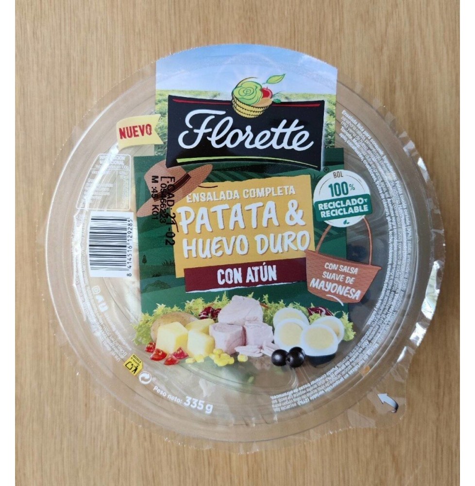Ensalada completa de patata y huevo duro con atún Florette