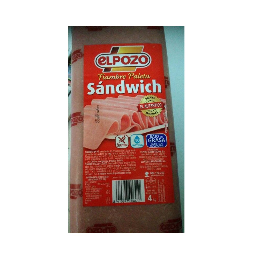 Sándwich de paleta de fiambre 4kg  El Pozo