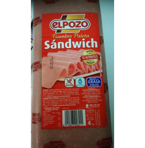 Sándwich de paleta de fiambre 4kg  El Pozo